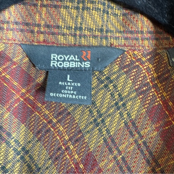 Royal Robbins Plaid Button Down Shirt Brown Red Yellow Size L Outdoor Casual - Picture 5 of 16